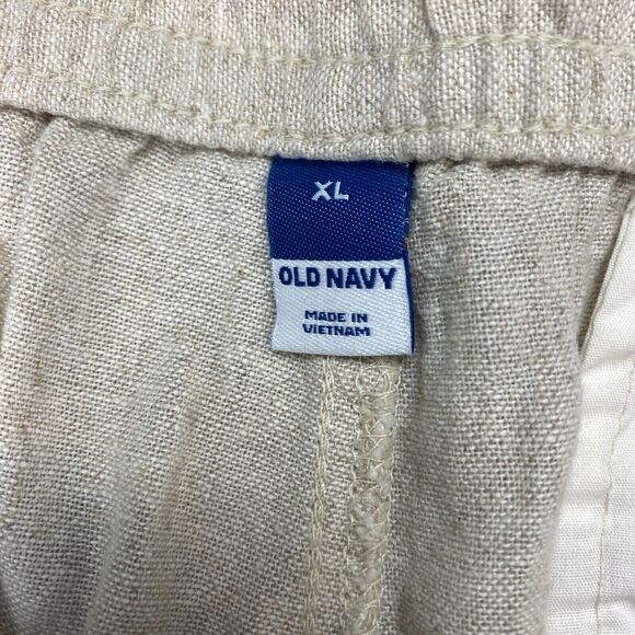 Old Navy Linen Pants Womens XL Beige Casual Flat Front Straight Leg Drawstring - Picture 5 of 16